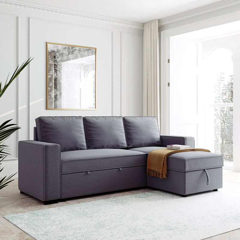 Latitude Run® 91.5" Reversible Pull Out Sleeper Sectional Storage Sofa